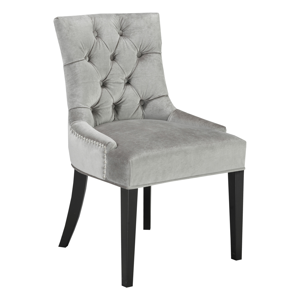 Petra Dining Chair: Grey Velvet